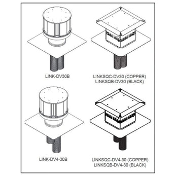 Majestic | Direct Vent Insert Kit With One 4-Foot Liner, One 30-Foot Liner and Black Termination Cap Components (LINKSQB-DV4-30)