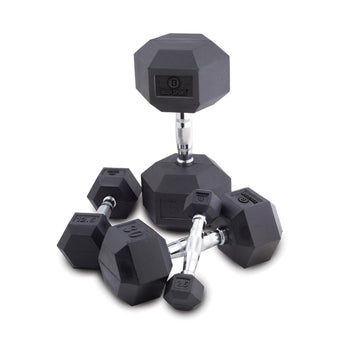 Body Sport Rubber Encased Hex Dumbbell, 70 LBS.