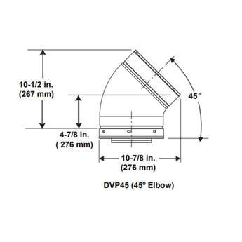 Majestic | DVP 5 Inch x 8 Inch Direct Vent 45 Degree Elbow (DVP45)