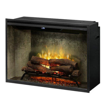 Dimplex | Revillusion 36" Weathered Concrete Built-in Electric Firebox With Glass Pane and Plug Kit