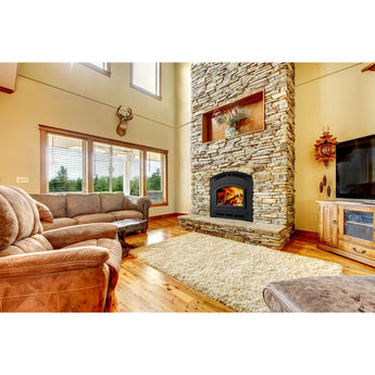 Majestic | Pioneer III 48" Classic Black Traditional Wood Burning Fireplace With Arch Door