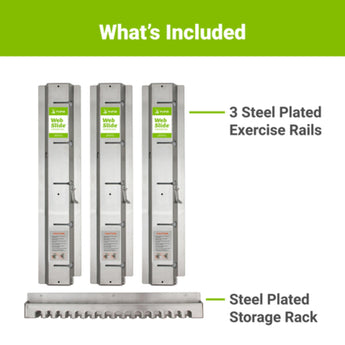 Web Slide System: 3 Rails, Storage Rack & Poster - Stainless Steel