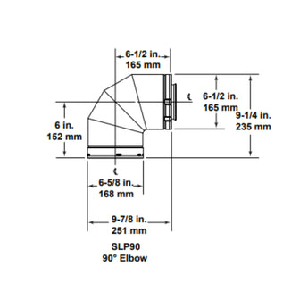 Majestic | SLP 4 Inch x 6-5/8 Inch Direct Vent 90 Degree Elbow (SLP90)