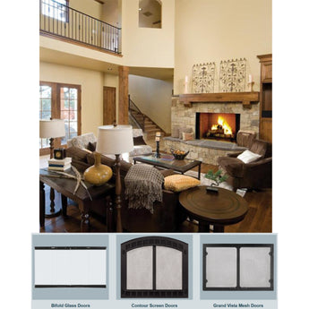 Majestic | Black Grand Vista Cabinet Style Mesh Doors for 42" Biltmore Wood Burning Fireplace (GV80BK)