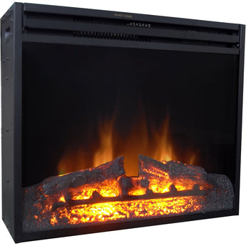 Cambridge | 56-In. Metropolitan Wall-Mount Electric Fireplace in Black with Burning Log Display