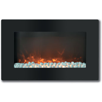 Cambridge | Callisto 30-In. Wall Mounted Flat Panel Electric Fireplace Heater with Remote Control, Realistic Flames, and Crystals, Black