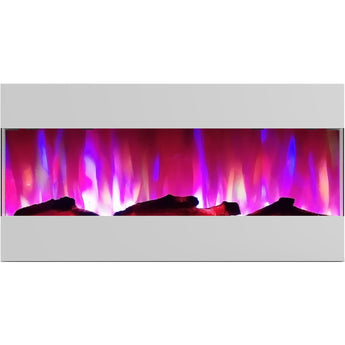 Cambridge | 42 In. Recessed Wall Mounted Electric Fireplace with Logs and LED Color Changing Display, Black