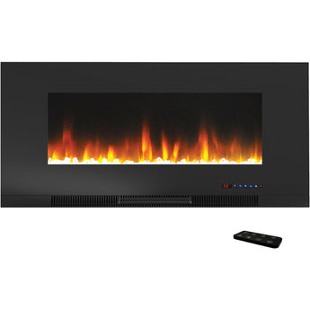 Cambridge | 42 In. Recessed Wall Mounted Electric Fireplace with Logs and LED Color Changing Display, White