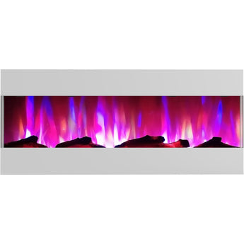 Cambridge | 50 In. Recessed Wall Mounted Electric Fireplace with Logs and LED Color Changing Display, Black