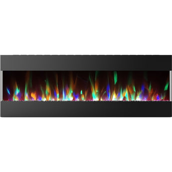 Cambridge | Metropolitan 56-In. Wall Mounted Electric Fireplace Heater with Remote, Realistic Flames, and Burning Lava Rocks, Black