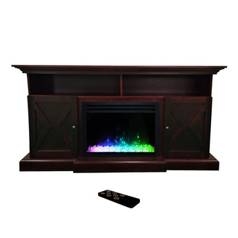 Cambridge | San Jose 58-In. Fireplace TV Stand in Mahogany and 50-In. Color-Changing LED Electric Heater Insert in Black with Driftwood