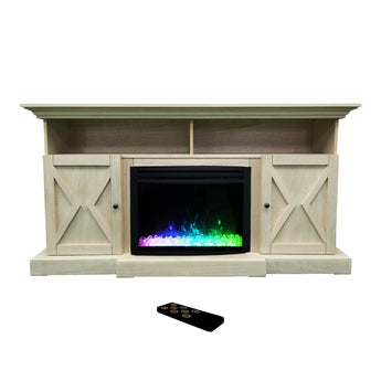 Cambridge | Summit 62-In. Farmhouse Fireplace TV Stand with Doors in Mahogany and 1500W Electric Heater Insert with Colorful Flames