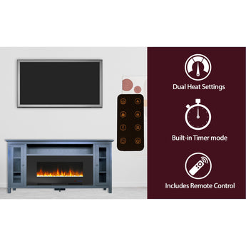 Cambridge | Somerset 70-In. Fireplace TV Stand in Coffee and 42-In. Color-Changing LED Electric Heater Insert in Black with Crystals