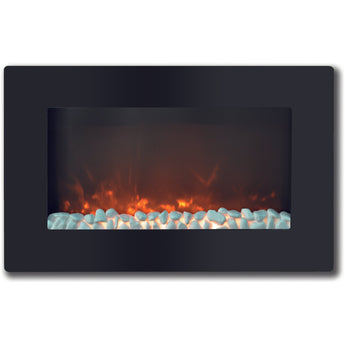 Cambridge | 78-In. Wall Mounted Electric Fireplace Heater with Remote Control, Multicolor Flames, and Driftwood Log Display, White