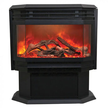 Sierra Flame by Amantii | 3 Sided Panoramic Freestanding, 26-Inch Electric Stove with 10 pc Oak Log Set