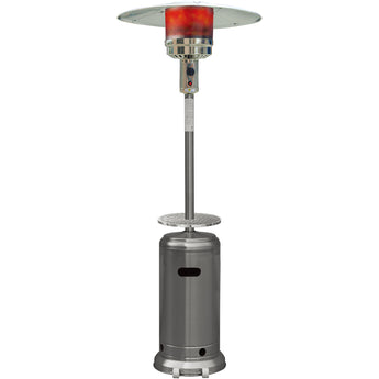 Hanover | 7-Ft. Tall 48,000 BTU Propane Umbrella Patio Heater with Wheels for Outdoor Events and Entertaining in Stainless Steel