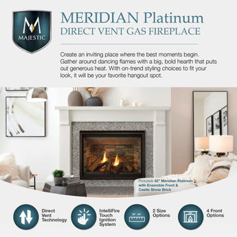 Majestic | Meridian Platinum 42" Traditional Top/Rear Direct Vent Gas Fireplace With IntelliFire Touch ignition System