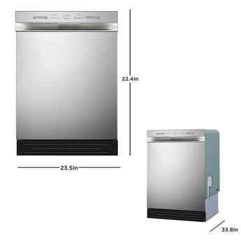 Midea | 24" Front Control Dishwasher, 52 dBA, Hybrid Tub