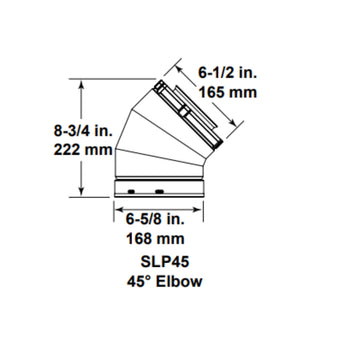 Majestic | SLP 4 Inch x 6-5/8 Inch Direct Vent 45 Degree Elbow Galvanized (SLP45)